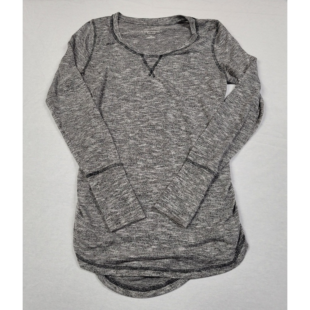 Liz Lange Maternity Heather Gray Scoop Neck Long Sleeve Top Women's Size S